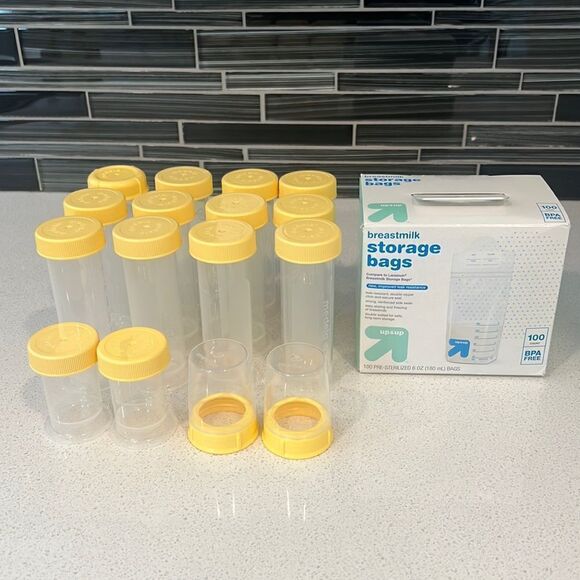 Breast milk bottles + 100 storage bags - Picture 1 of 10